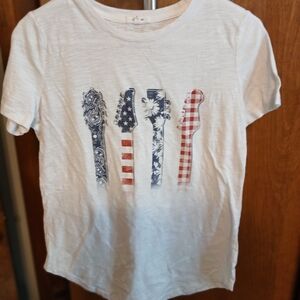 Maurices White Tee with Blue and Red Graphic